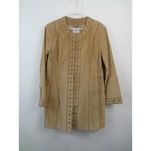 Vintage Pamela McCoy 3/4 Length 100% Suede Studded Western Style Jacket Large